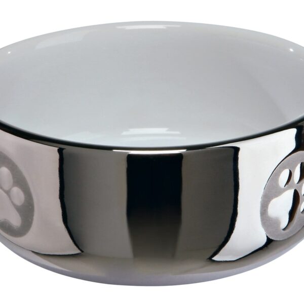 Castron Cermica Pisica 0 3 L/O 11 cm Gri/Alb 24799